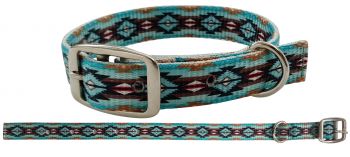 Showman Couture Teal and Brown Southwest designed nylon dog collar #2